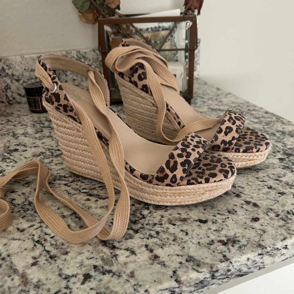 Leopard Print Wedge Sandals